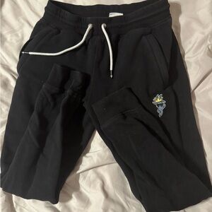 Black Joggers with Embroidered Design